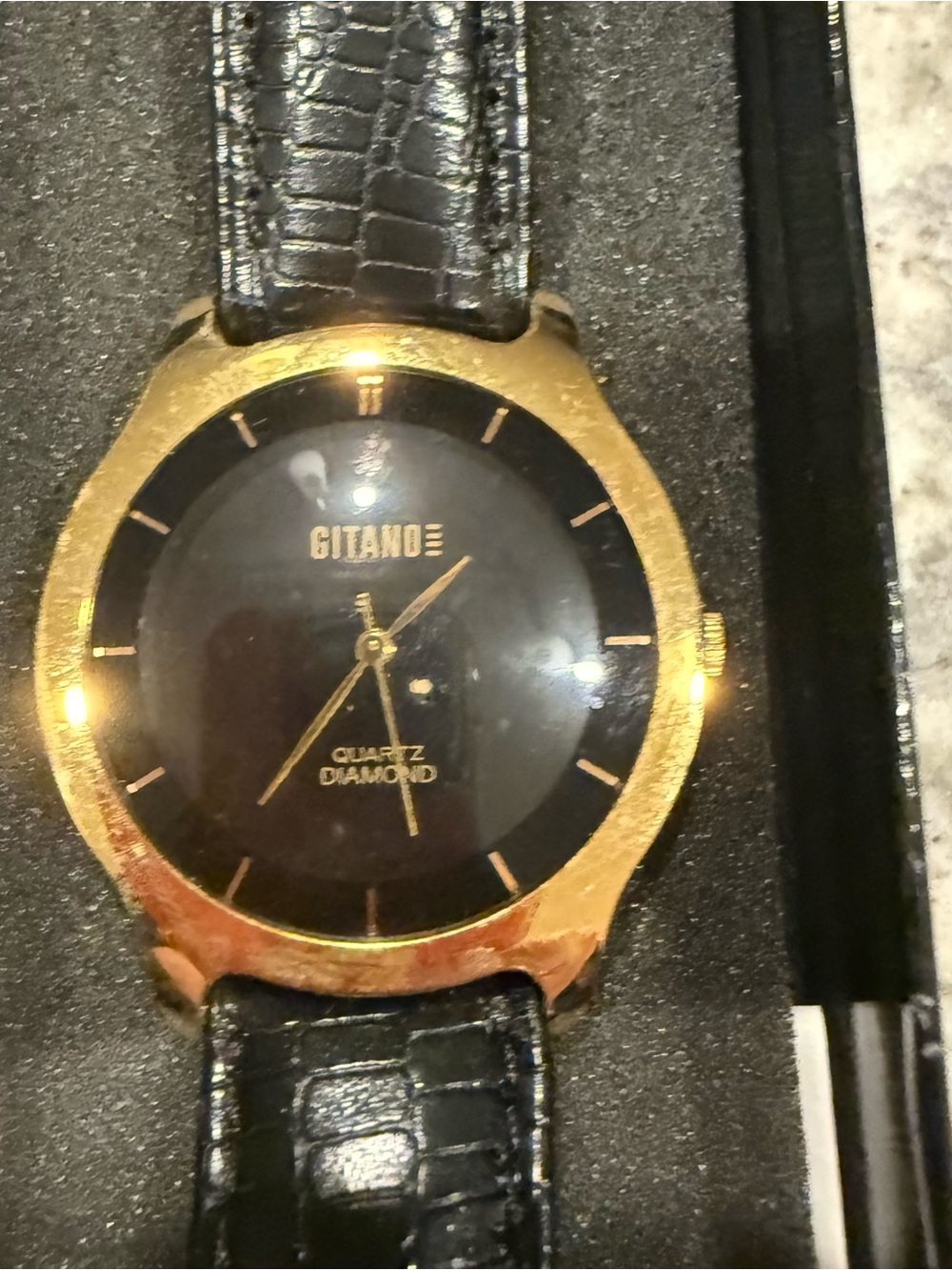 Gitano Gold-Tone Black Dial Men's Quartz Watch - needs battery